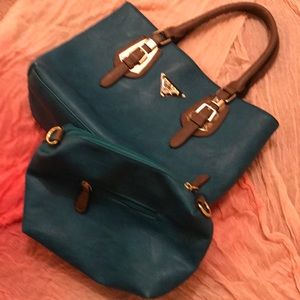 Prada Handbag and Clutch - Turquoise